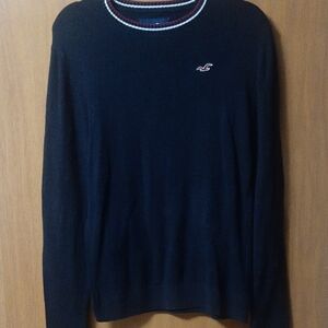 Hollister Black Crewneck Sweater with Red Accents